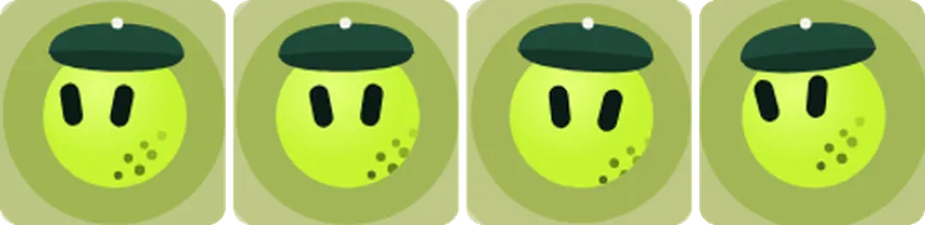 After: the same four frames. The dimples move with the eyes, so the whole face turns together.