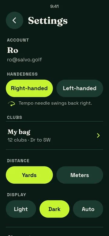 Settings, dark