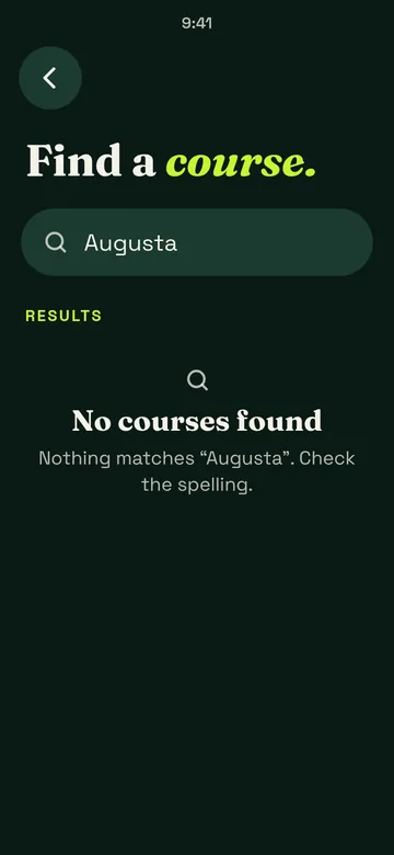 Course search: no results, dark