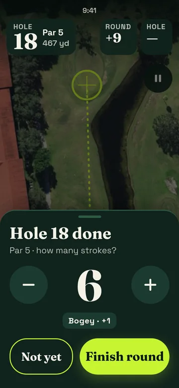 Hole 18: Finish round, dark