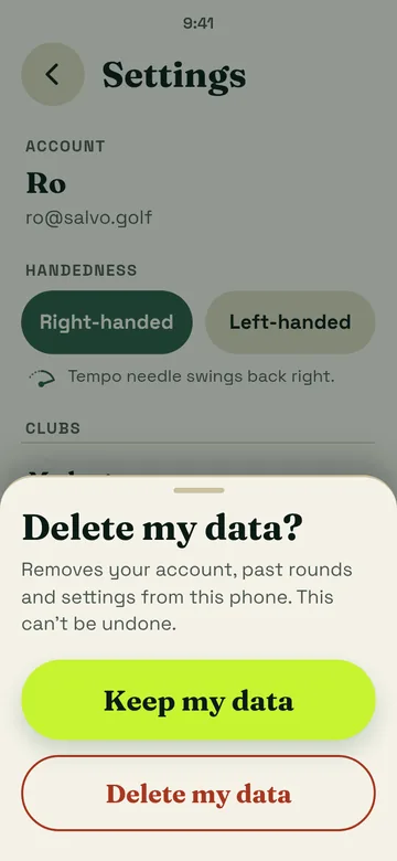 Delete my data?, light