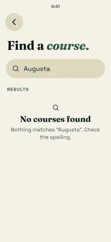 Course search: no results, light