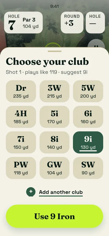 Mark shot: choose your club, light