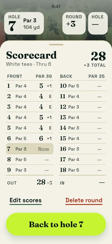 Scorecard sheet (read-only), light