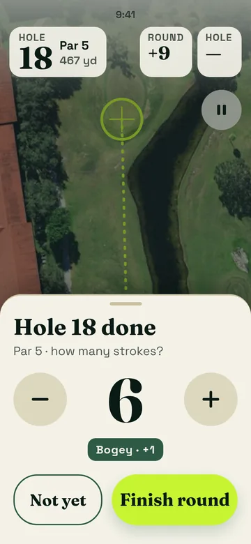 Hole 18: Finish round, light